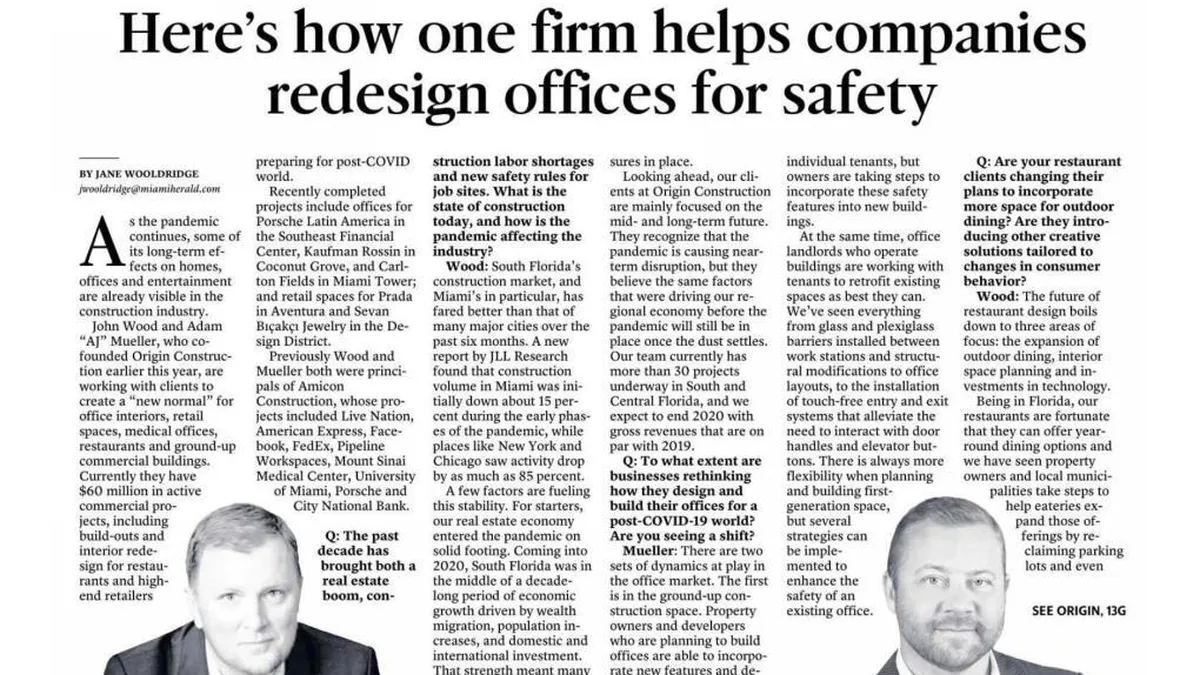 Miami Herald Business Monday Heres How One Firm Helps Companies Redesign Offices for Safety Page 001
